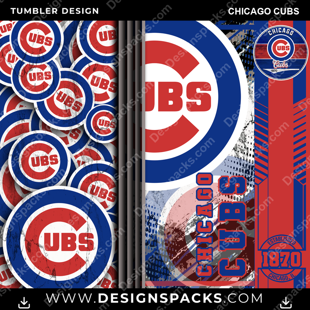 Baseball Sports Chicago Cubs Tumbler Digital Wrap Design