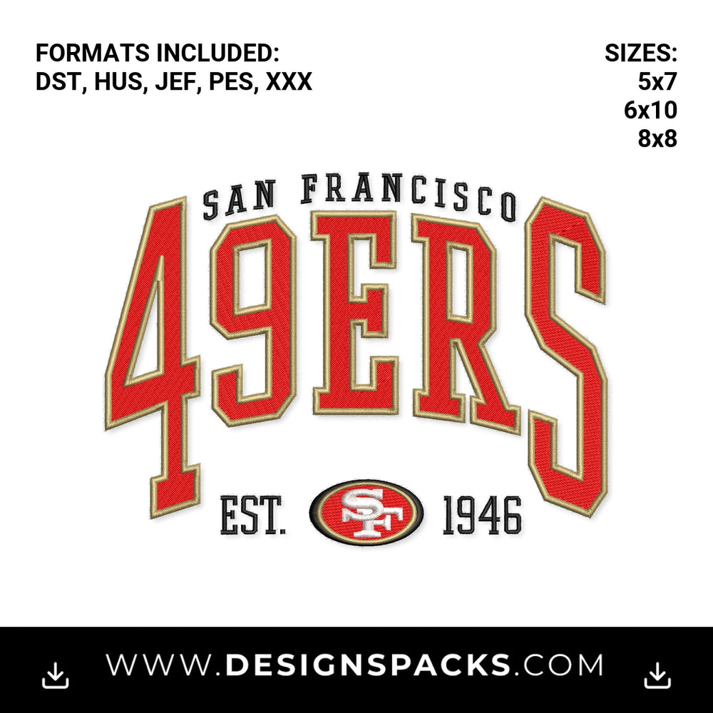 San Francisco 49ers Est 1946 Football Embroidery Design - Instant digital download pattern at Designspacks.com