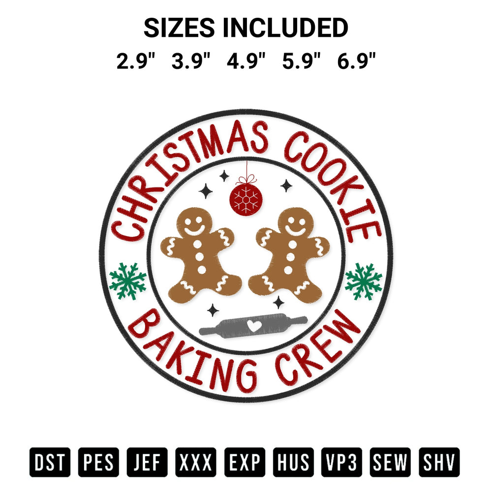 Download the Christmas Cookie Baking Crew Embroidery Design machine embroidery design exclusively at Designspacks.com. Premium digitized pattern for apparel and DIY crafts. Available sizes: 2.9", 3.9", 4.9", 5.9", 6.9".
