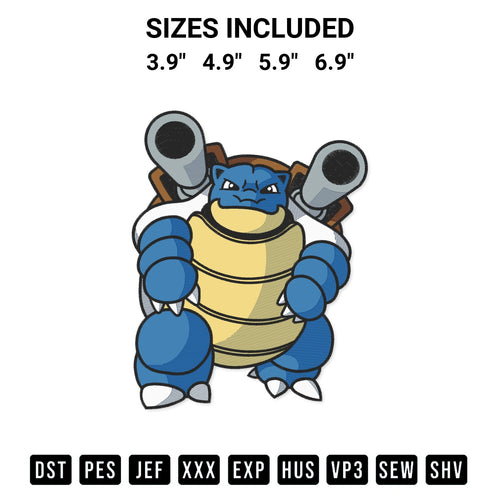 Get the Blastoise Embroidery Design embroidery design for your custom crafts! Premium digitized files available for instant download at Designspacks.com. Available sizes: 3.9