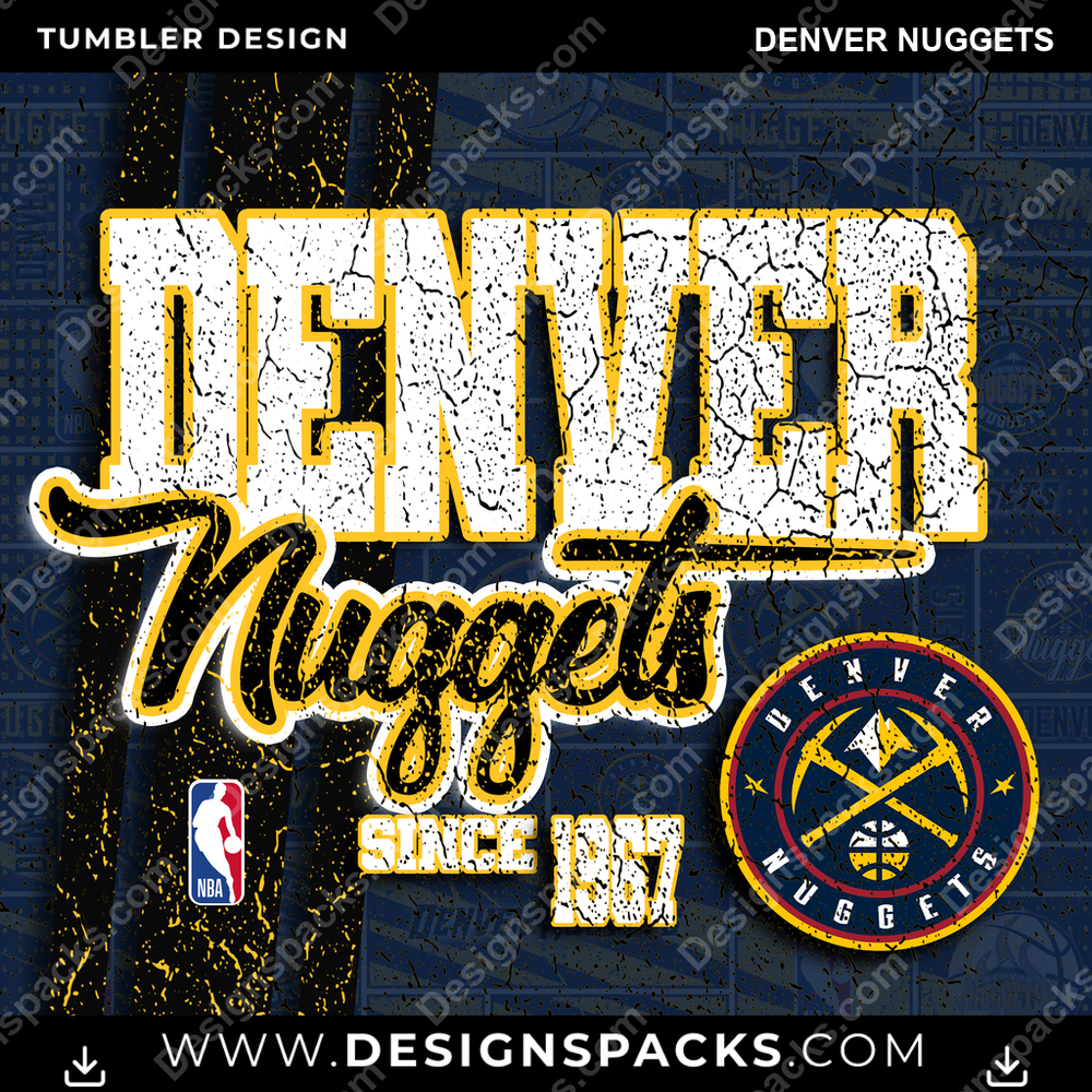 Basketball Grunge Denver Nuggets Tumbler Digital Wrap Design