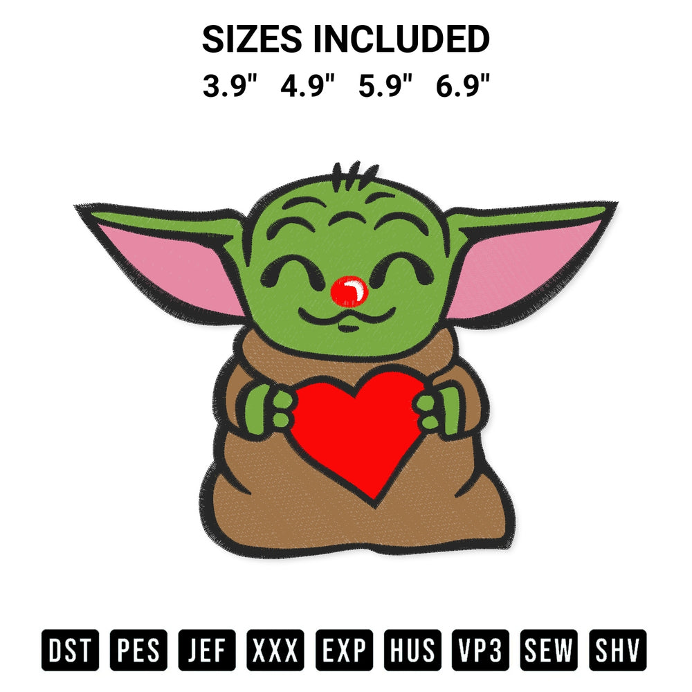 Get the Red Nose Day Baby Yoda Embroidery Design embroidery design for your custom crafts! Premium digitized files available for instant download at Designspacks.com. Available sizes: 3.9", 4.9", 5.9", 6.9".
