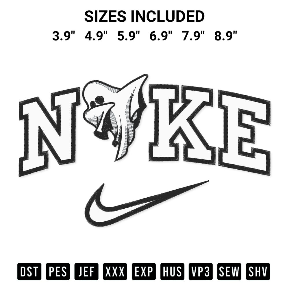 Create amazing crafts with the Ghost Flex Halloween X Nike Embroidery Design embroidery file. High-quality digital download from Designspacks.com, perfect for beginners and pros. Available sizes: 3.9", 4.9", 5.9", 6.9", 7.9", 8.9".