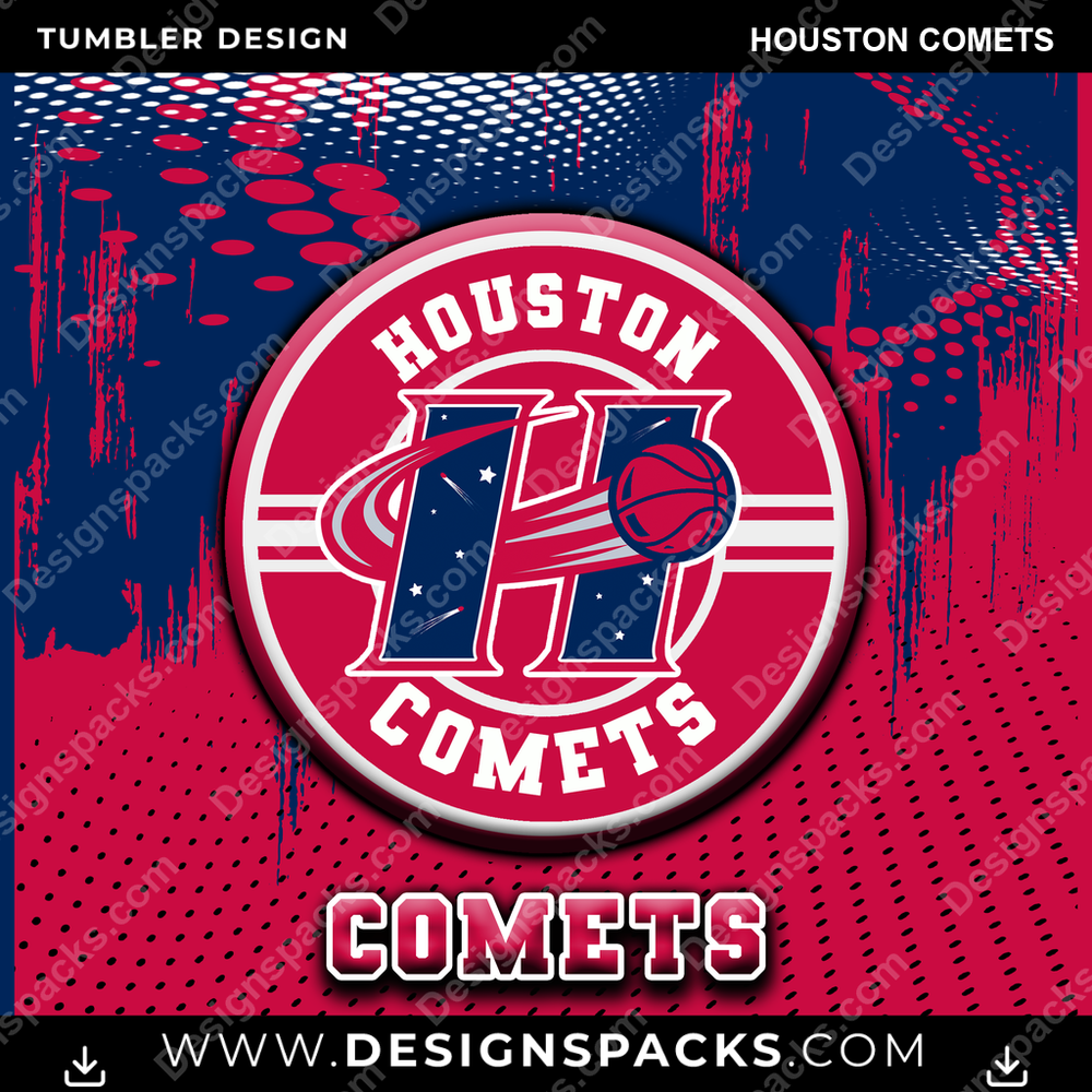 Basketball Dot Logo Houston Comets Tumbler Digital Wrap Design