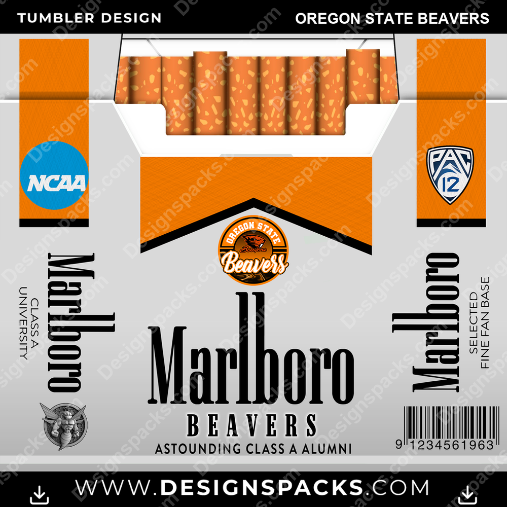 College Sport Marlboro Oregon State Beavers NCAA College Sport Tumbler Digital Wrap Design Download