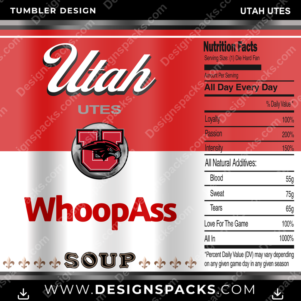 College Sport Soup Can Utah Utes NCAA College Sport Tumbler Digital Wrap Design Download