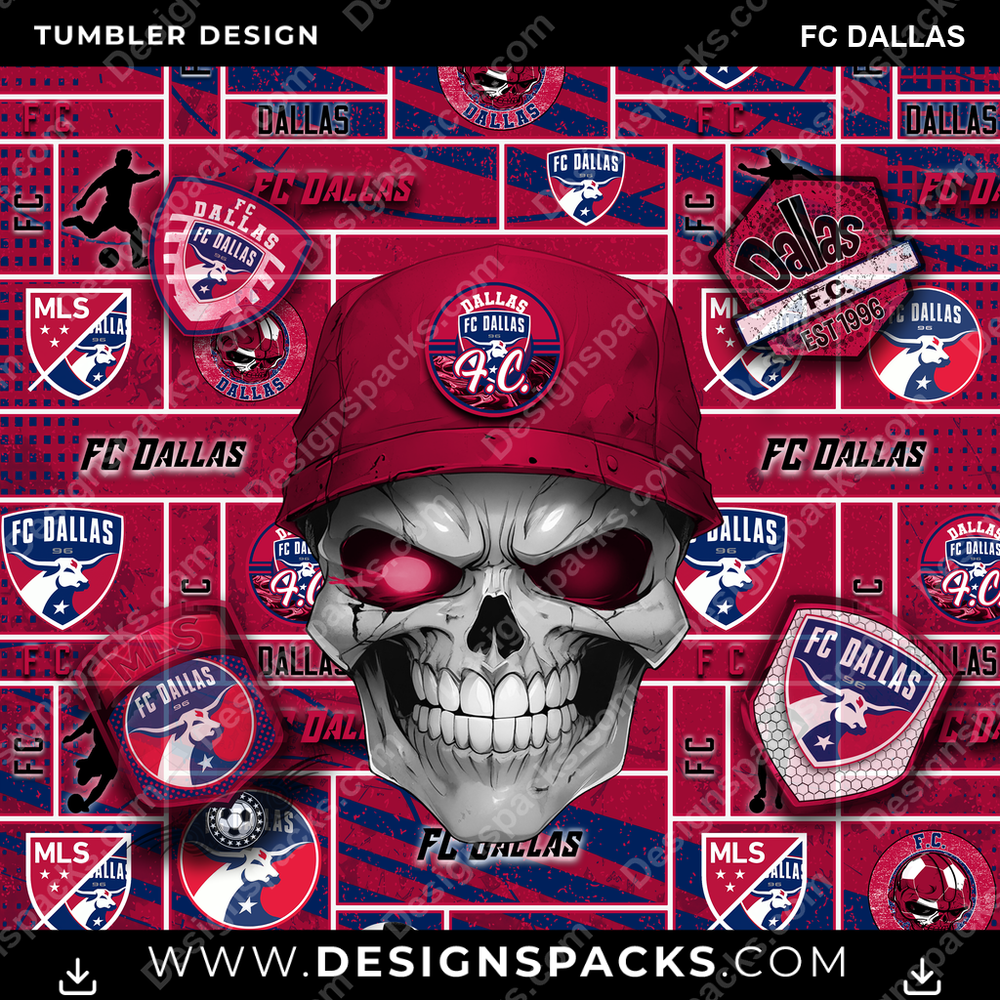 Soccer Skull FC Dallas Tumbler Digital Wrap Design