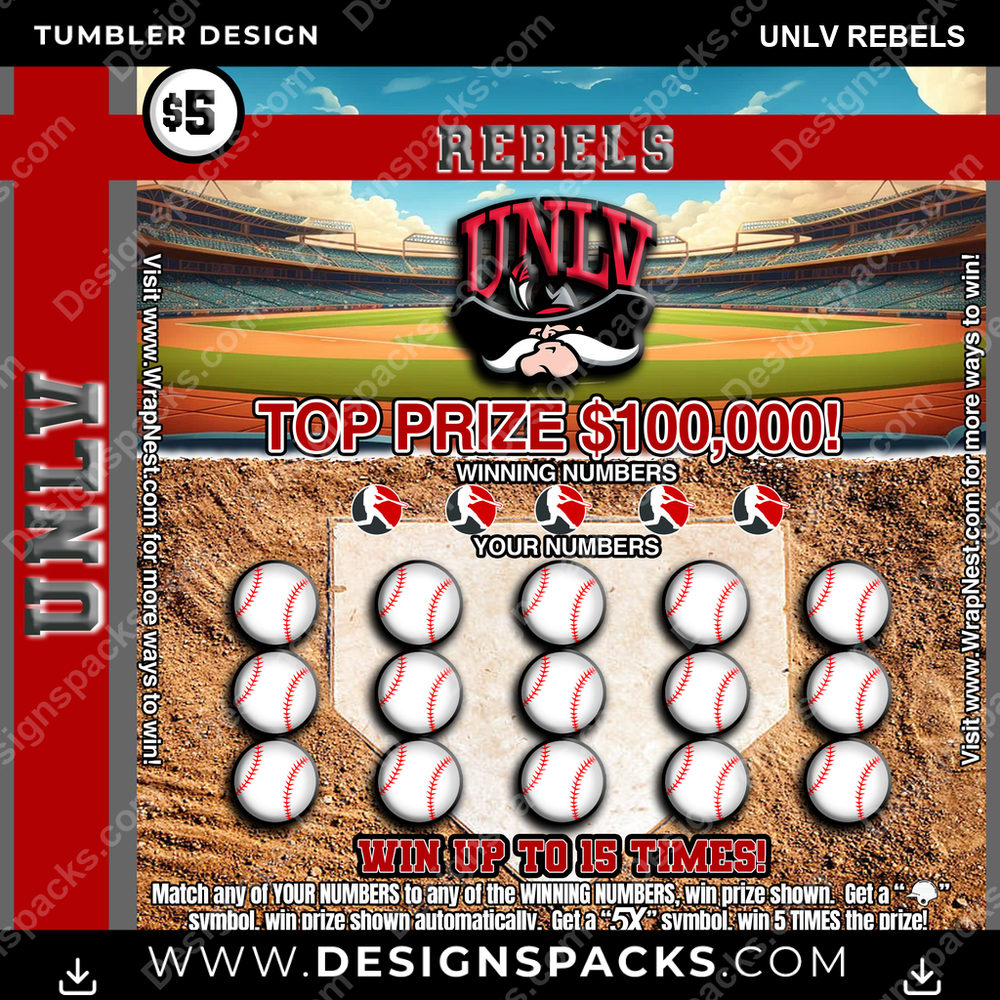 College Sport Lottery Ticket (BASEBALL) UNLV Rebels NCAA College Sport Tumbler Digital Wrap Design Download