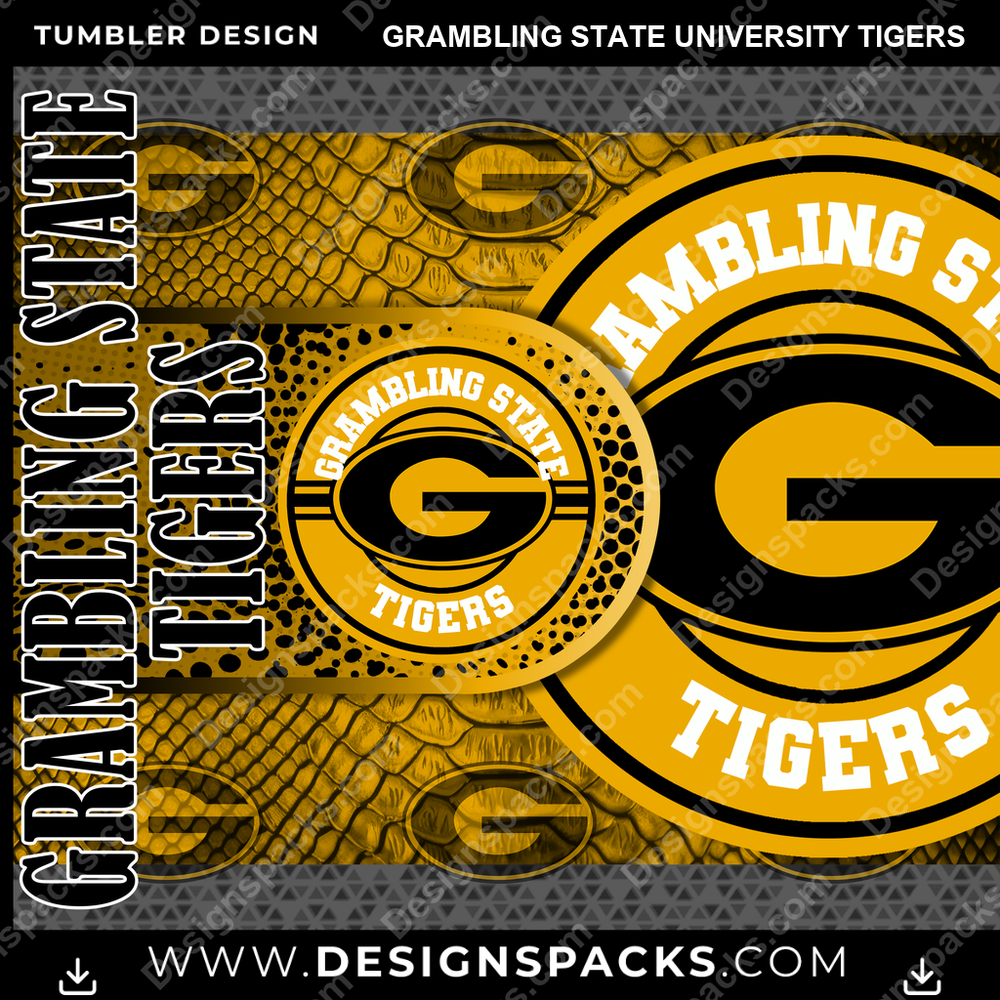 College Sport Hyper Grambling State University Tigers Tumbler Digital Wrap Design