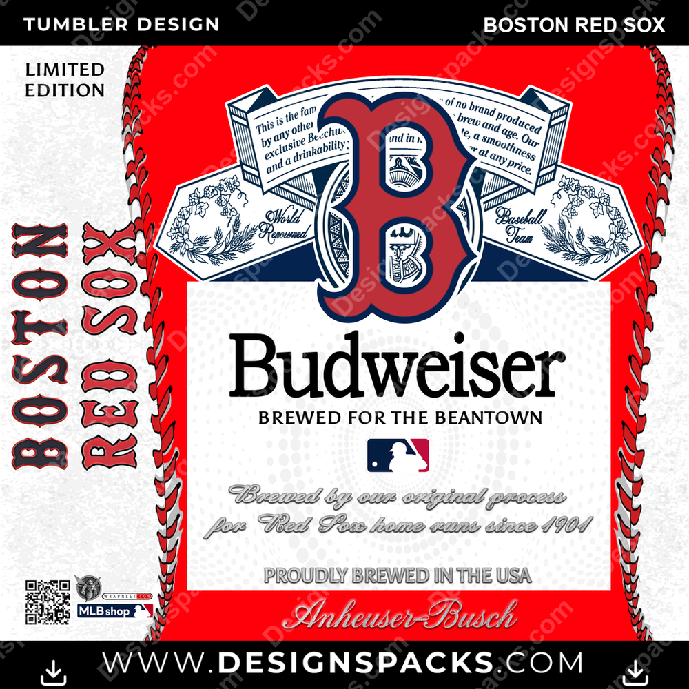 Baseball Bud Boston Red Sox Tumbler Digital Wrap Design