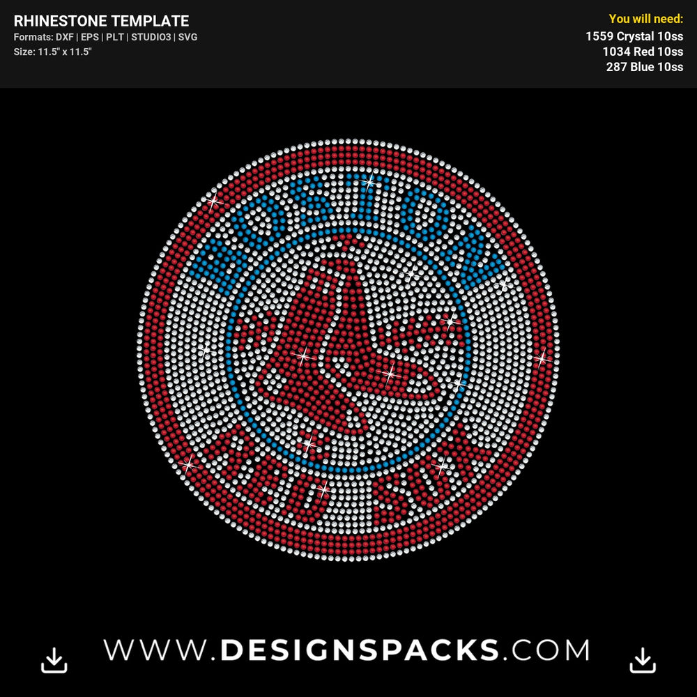 Boston Red Sox Rhinestone Digital Template