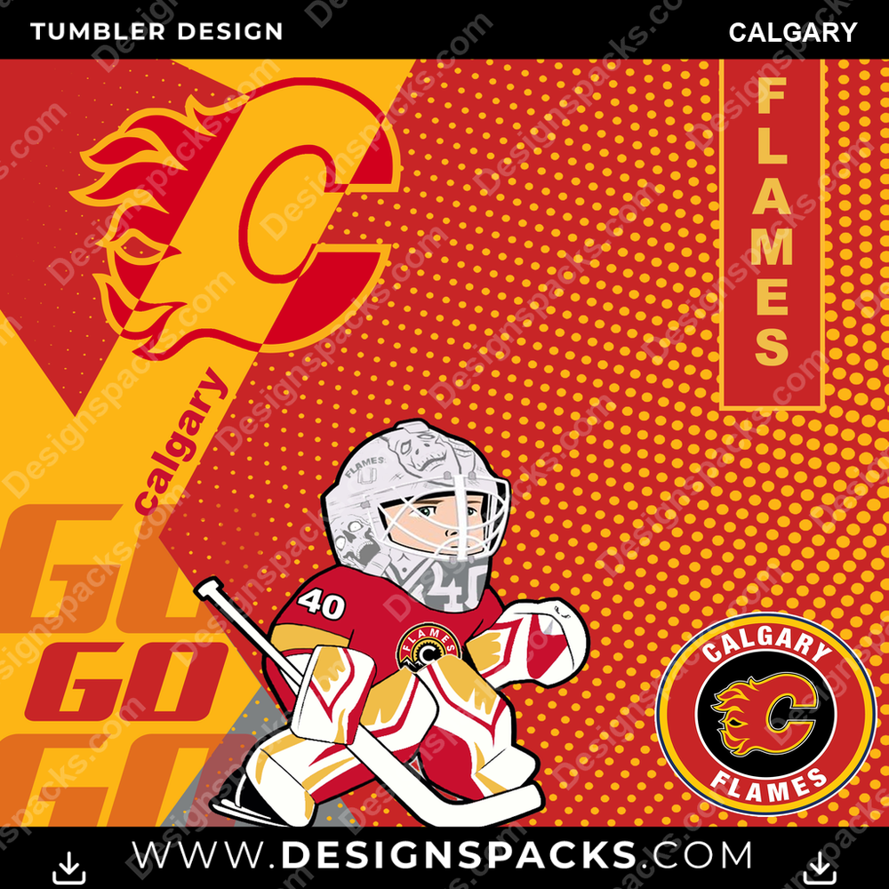 Ice Hockey GO Calgary Tumbler Digital Wrap Design