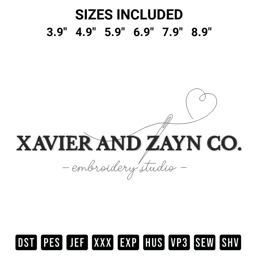 Stitch like a pro with the Xavier And Zayn Co Emb Embroidery Design embroidery pattern from Designspacks.com. High-quality digital machine embroidery file. Available sizes: 3.9", 4.9", 5.9", 6.9", 7.9", 8.9".