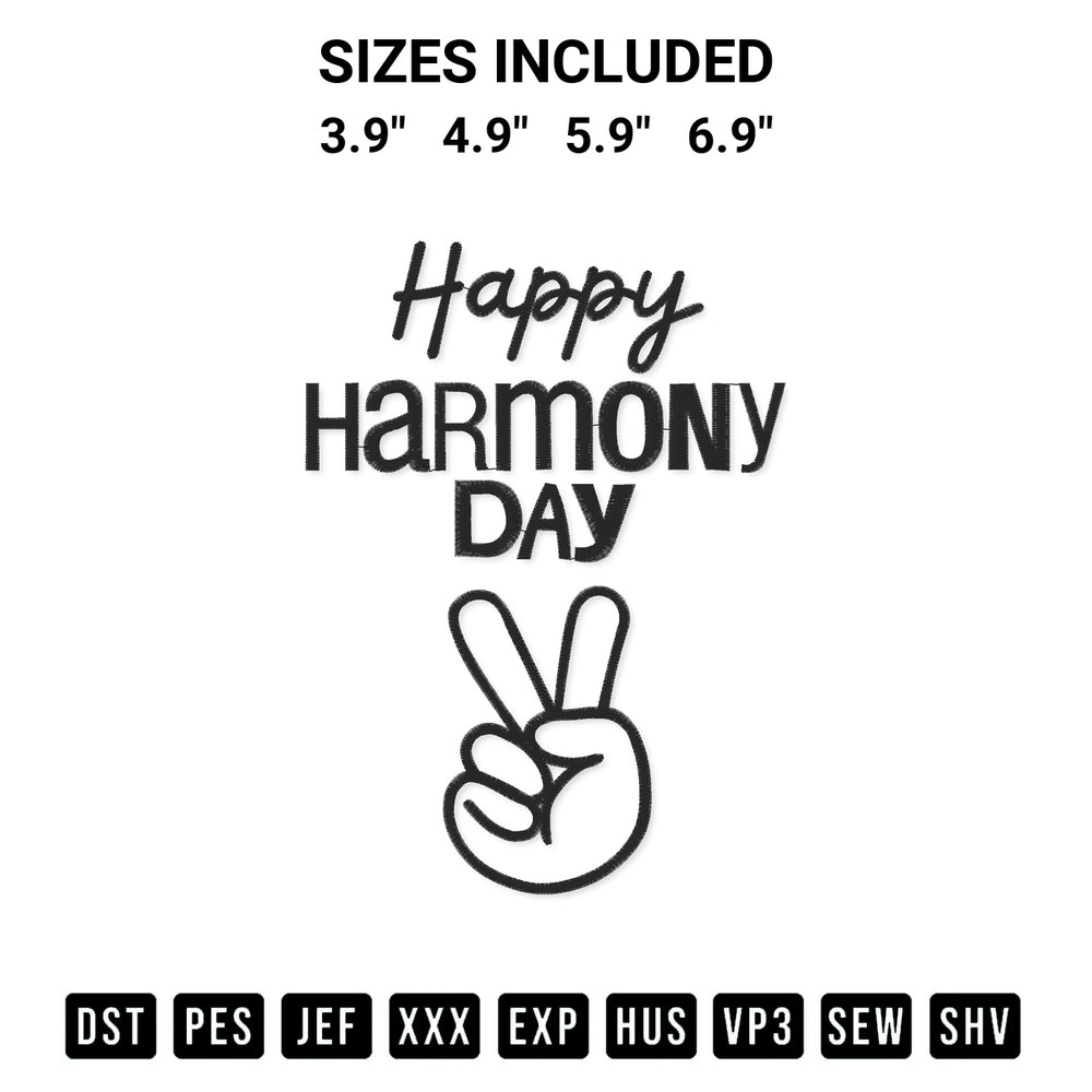 Add a unique touch to your apparel with the Happy Harmony Day Hand Embroidery Design embroidery file. Premium instant download available now on Designspacks.com. Available sizes: 3.9", 4.9", 5.9", 6.9".