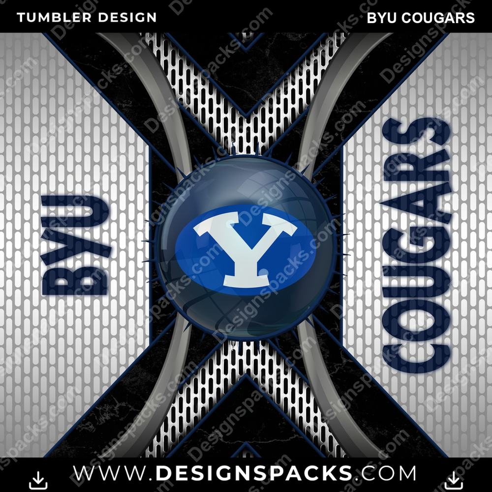 College Sport Metal Grating BYU Cougars NCAA College Sport Tumbler Digital Wrap Design Download