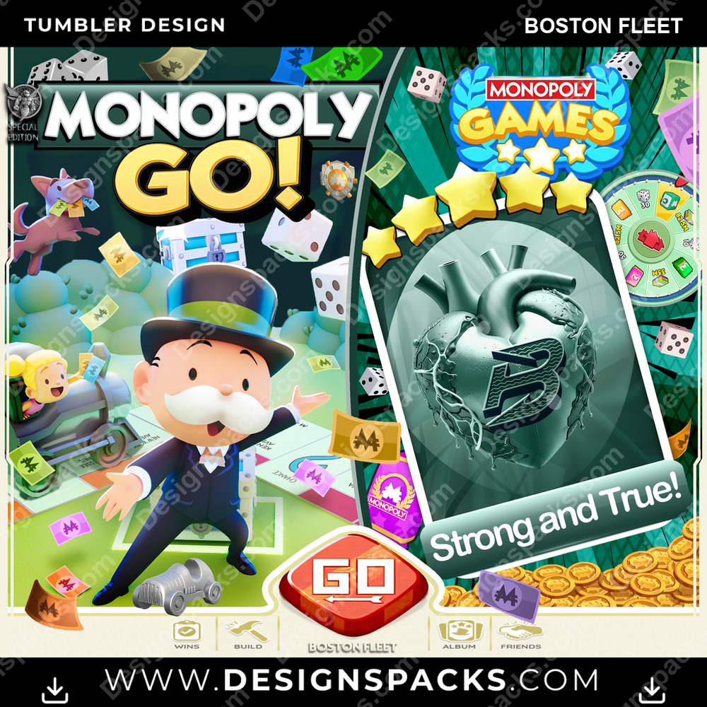 Hockey Monopoly Go! Boston Fleet Tumbler Digital Wrap Design