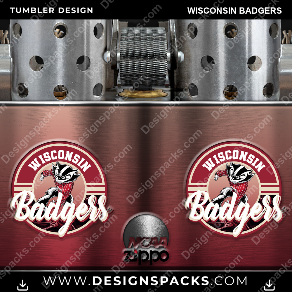 College Sport Zippo Lighter Wisconsin Badgers NCAA College Sport Tumbler Digital Wrap Design Download