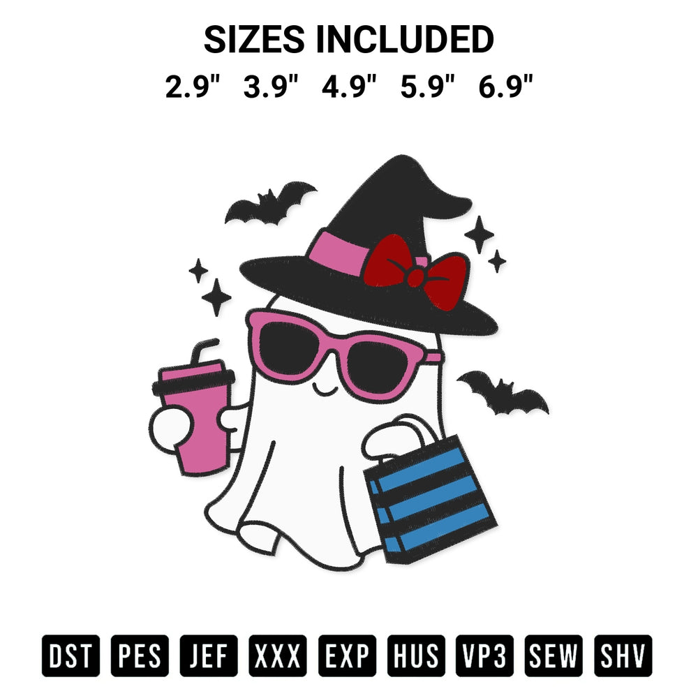 Shop the Halloween Ghost With Bubble Tea Embroidery Design machine embroidery pattern at Designspacks.com. Beautifully digitized for flawless stitching on any fabric. Available sizes: 2.9", 3.9", 4.9", 5.9", 6.9".