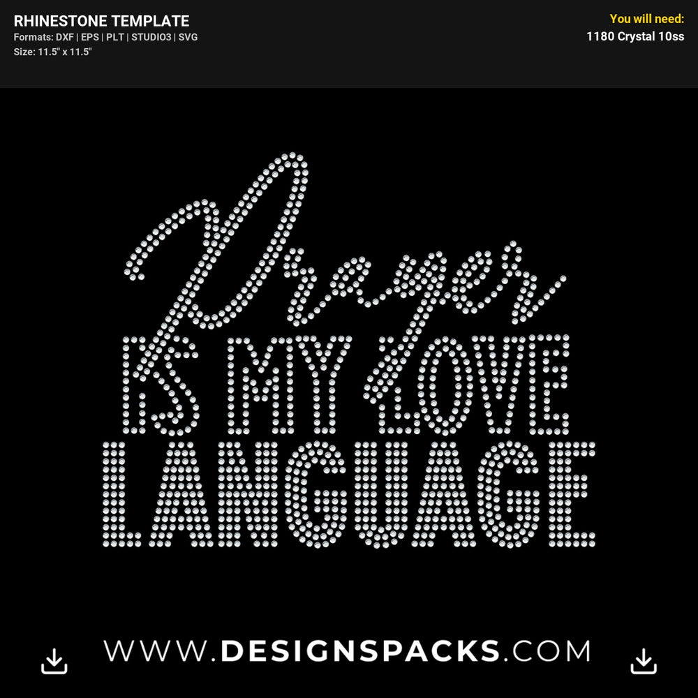 Prayer Love Language Rhinestone Digital Template