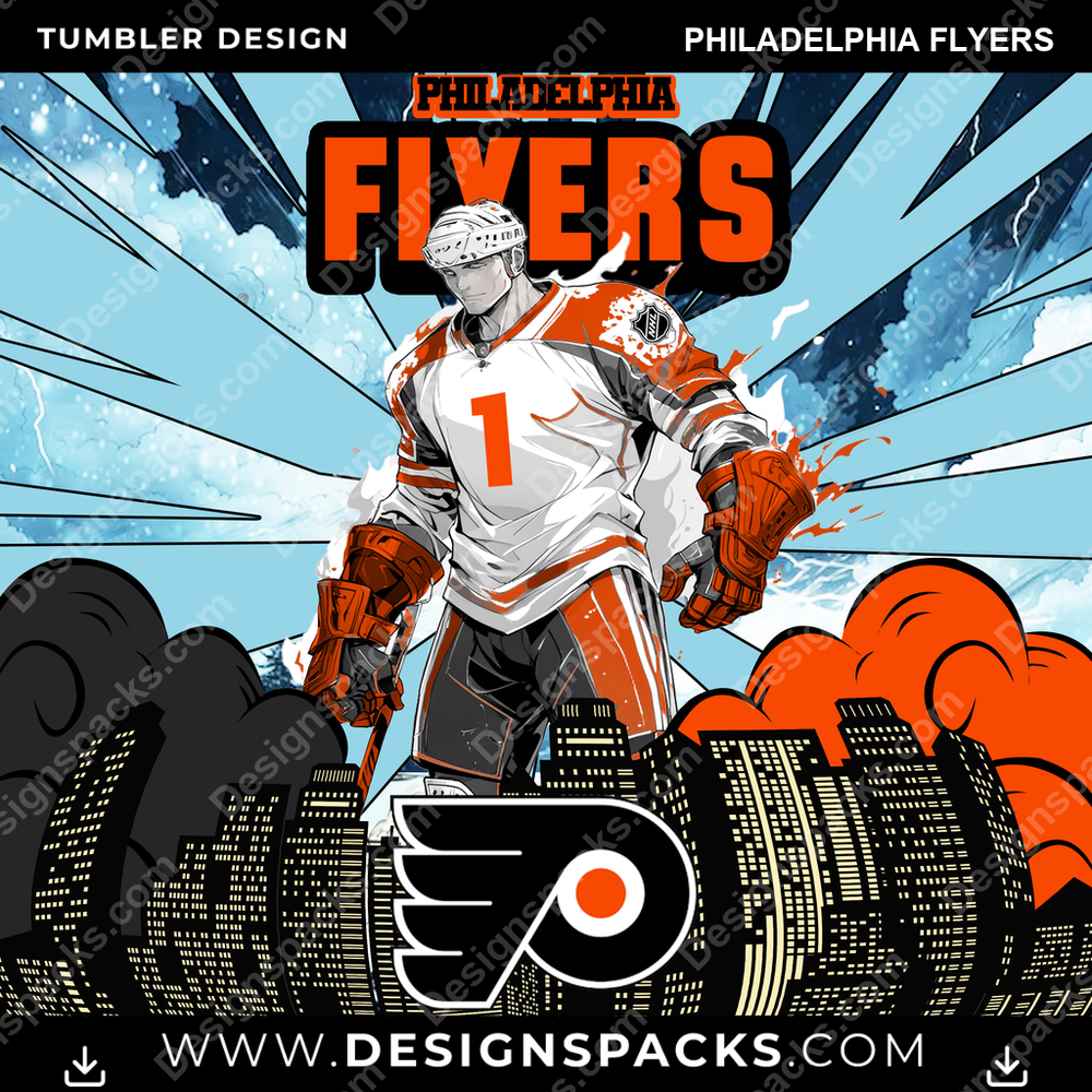 Ice Hockey Comic Cover Philadelphia Flyers NHL Hockey Tumbler Digital Wrap Design Download