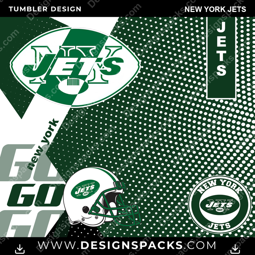 Football GO New York Jets NFL Football Tumbler Digital Wrap Design Download