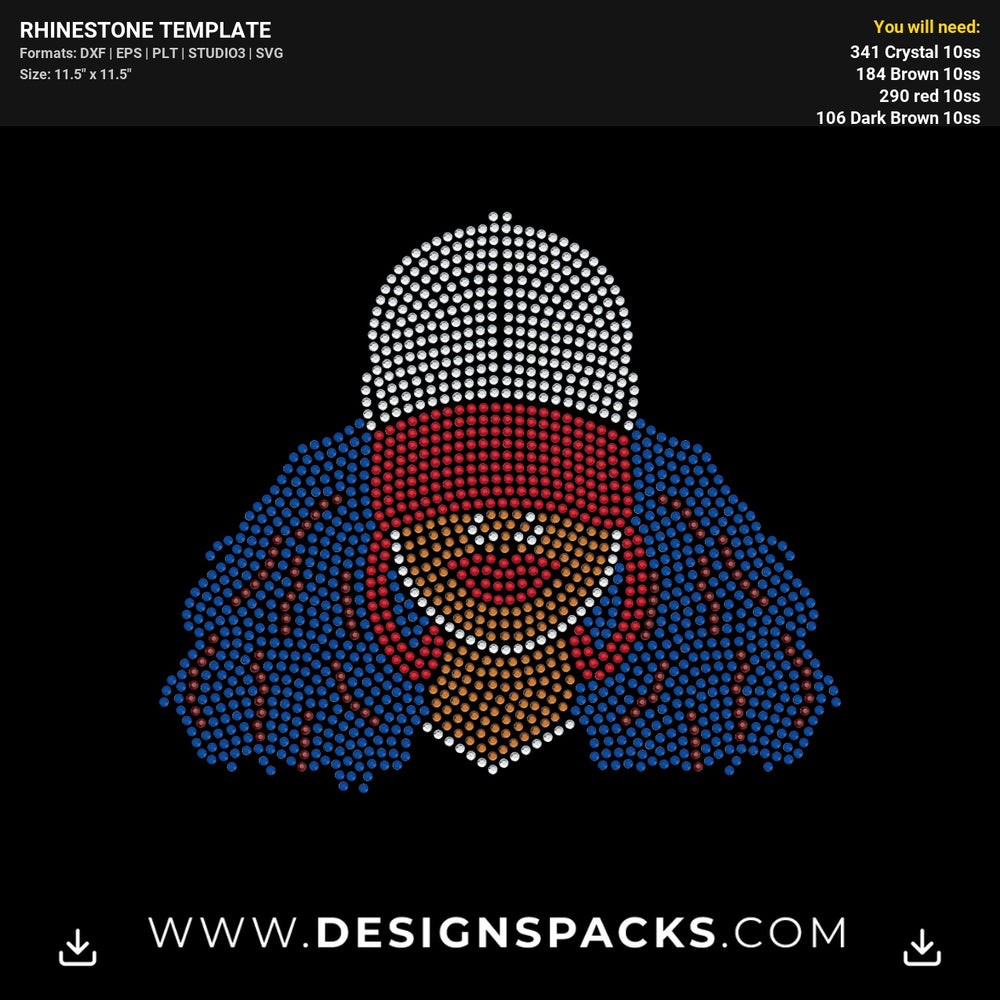 Woman Baseball Hat Rhinestone Digital Template