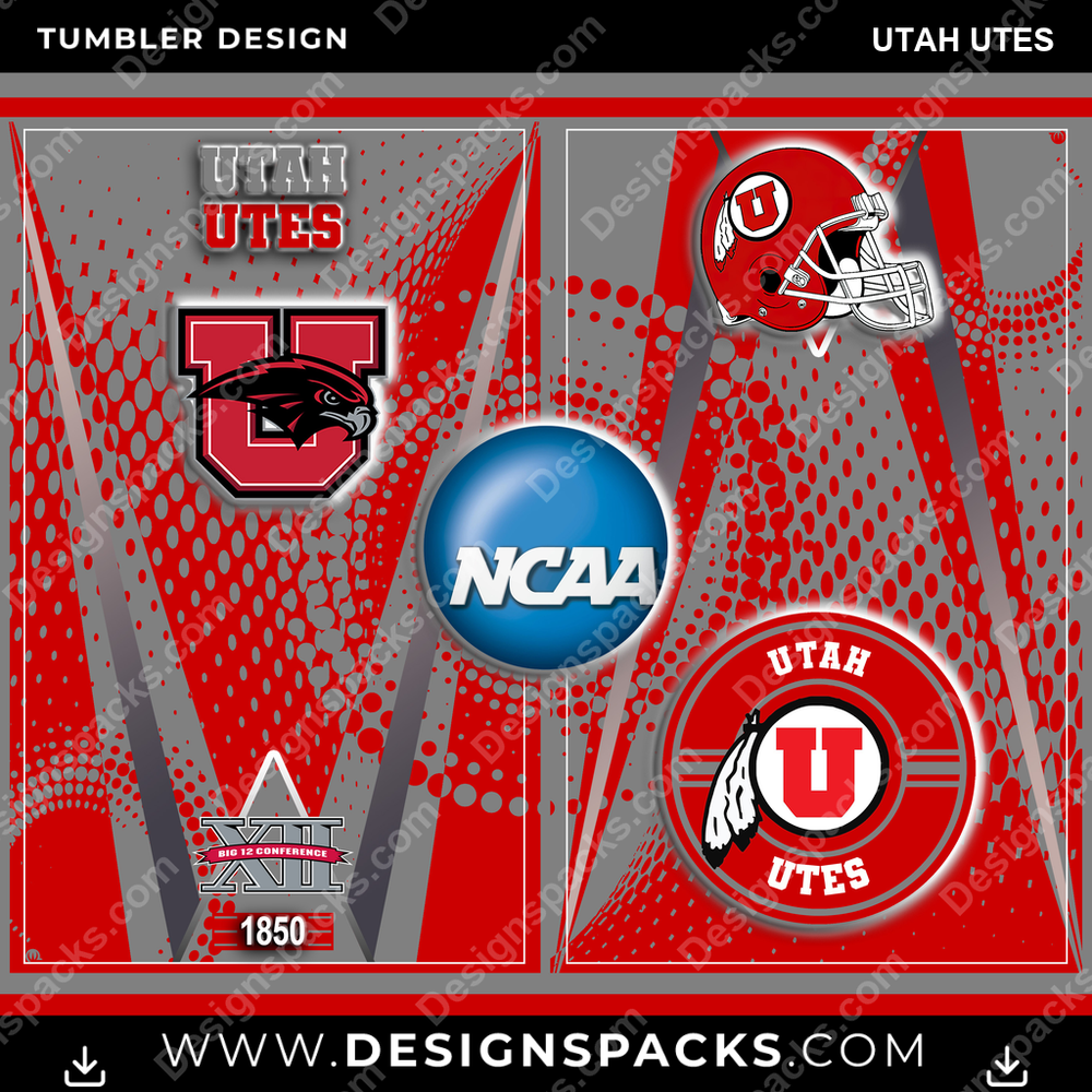 College Sport Team Logo Utah Utes NCAA College Sport Tumbler Digital Wrap Design Download