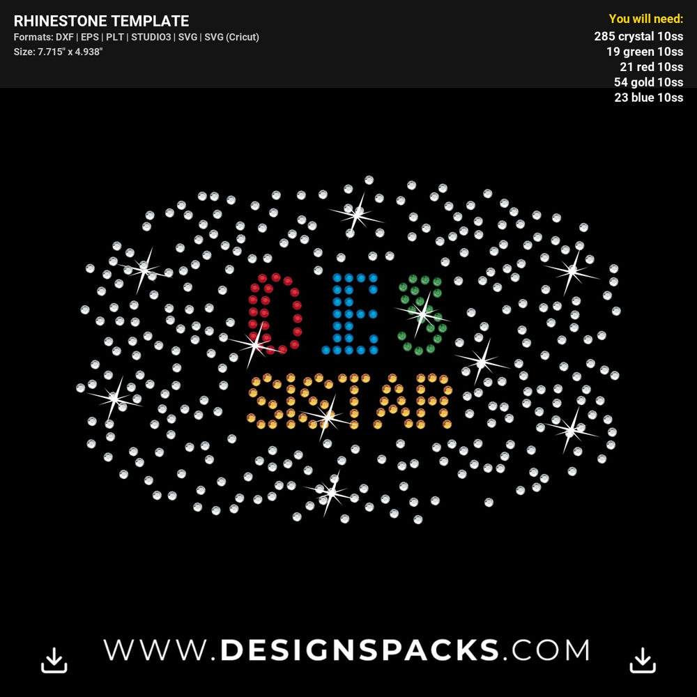 OES Face Mask Emblem Rhinestone Digital Template