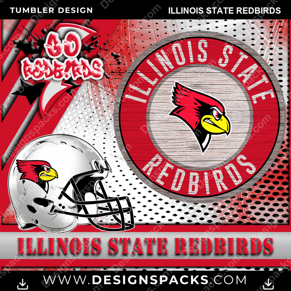College Sport Go Team 2 Illinois State Redbirds NCAA College Sport Tumbler Digital Wrap Design Download