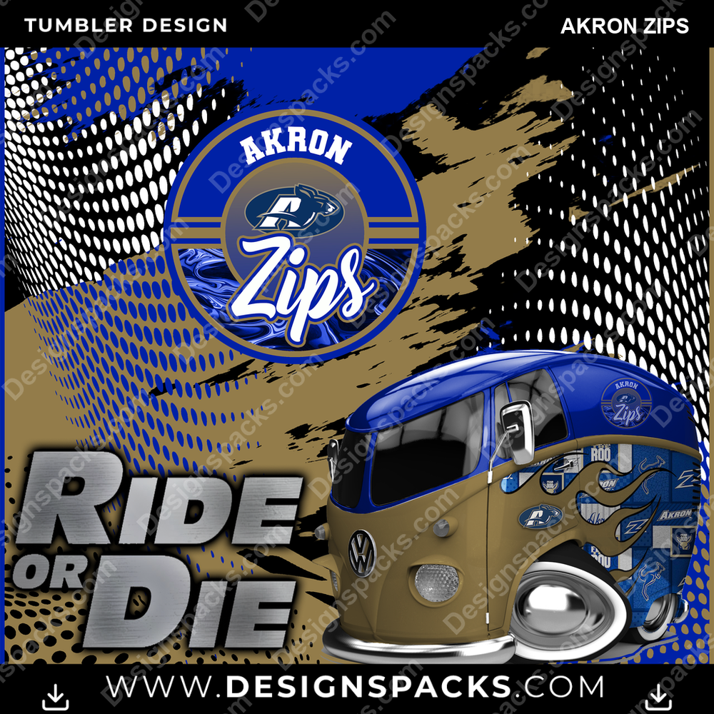 College Sport Ride or Die Akron Zips NCAA College Sport Tumbler Digital Wrap Design Download