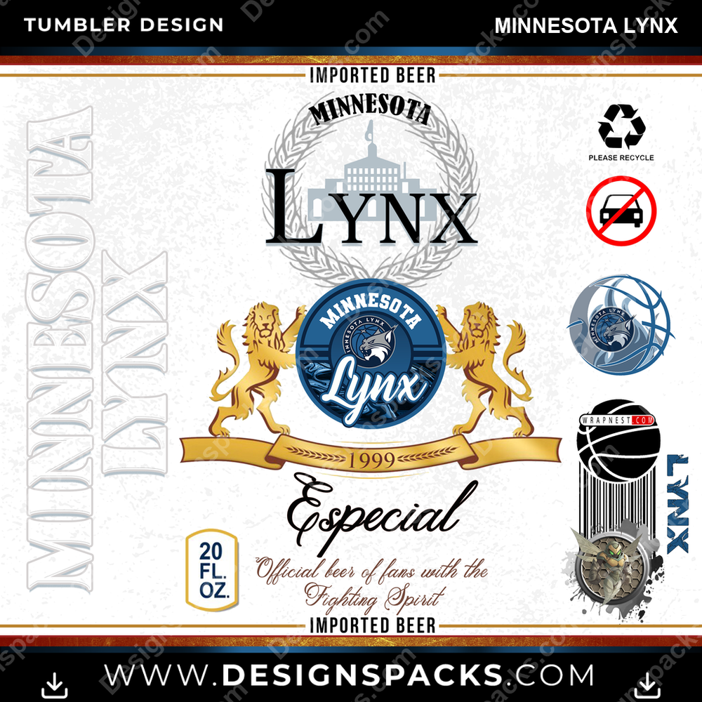 Basketball Modelo Minnesota Lynx Tumbler Digital Wrap Design