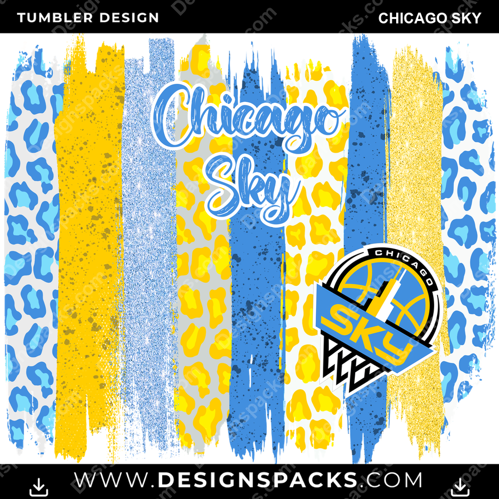 Basketball Brush Strokes Chicago Sky Tumbler Digital Wrap Design