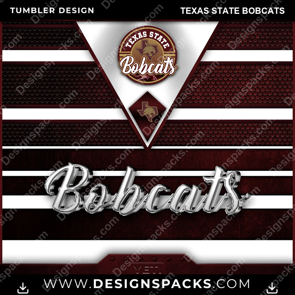 College Sport YETI Texas State Bobcats Tumbler Digital Wrap Design