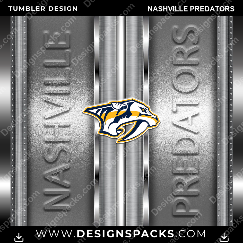 Ice Hockey Metallic Nashville Predators Tumbler Digital Wrap Design
