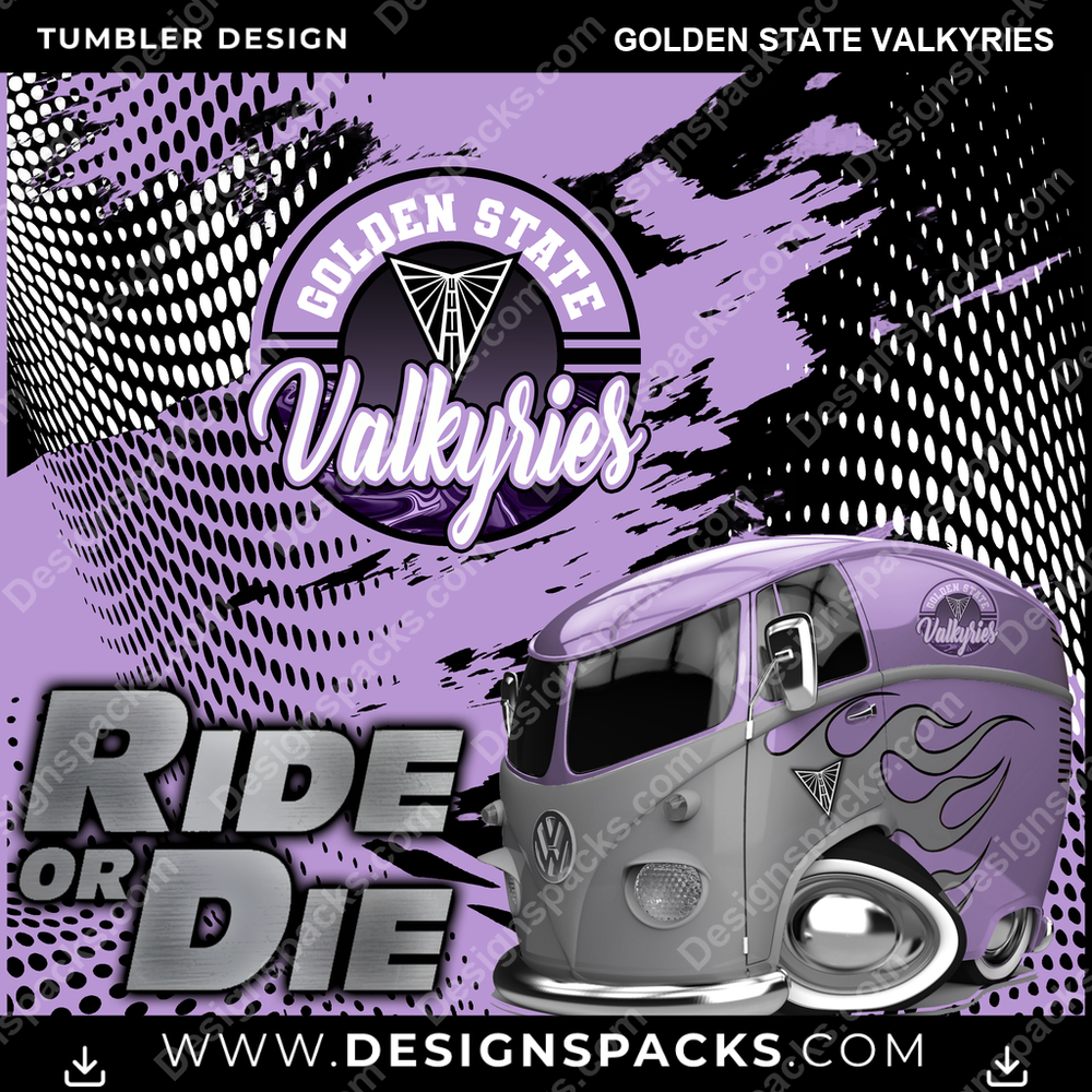 Basketball Ride or Die Golden State Valkyries NBA Basketball Tumbler Digital Wrap Design Download