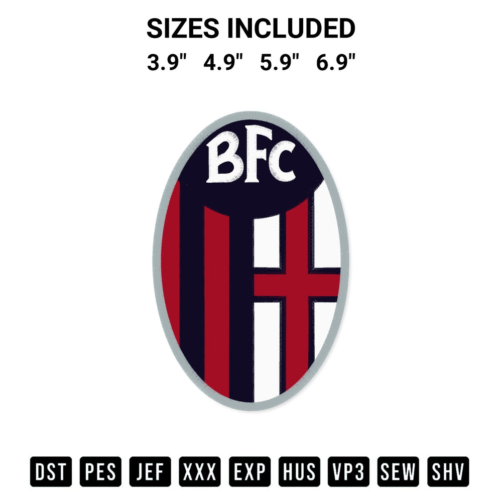 Add a unique touch to your apparel with the Fc Bologna Logo Embroidery Design embroidery file. Premium instant download available now on Designspacks.com. Available sizes: 3.9", 4.9", 5.9", 6.9".