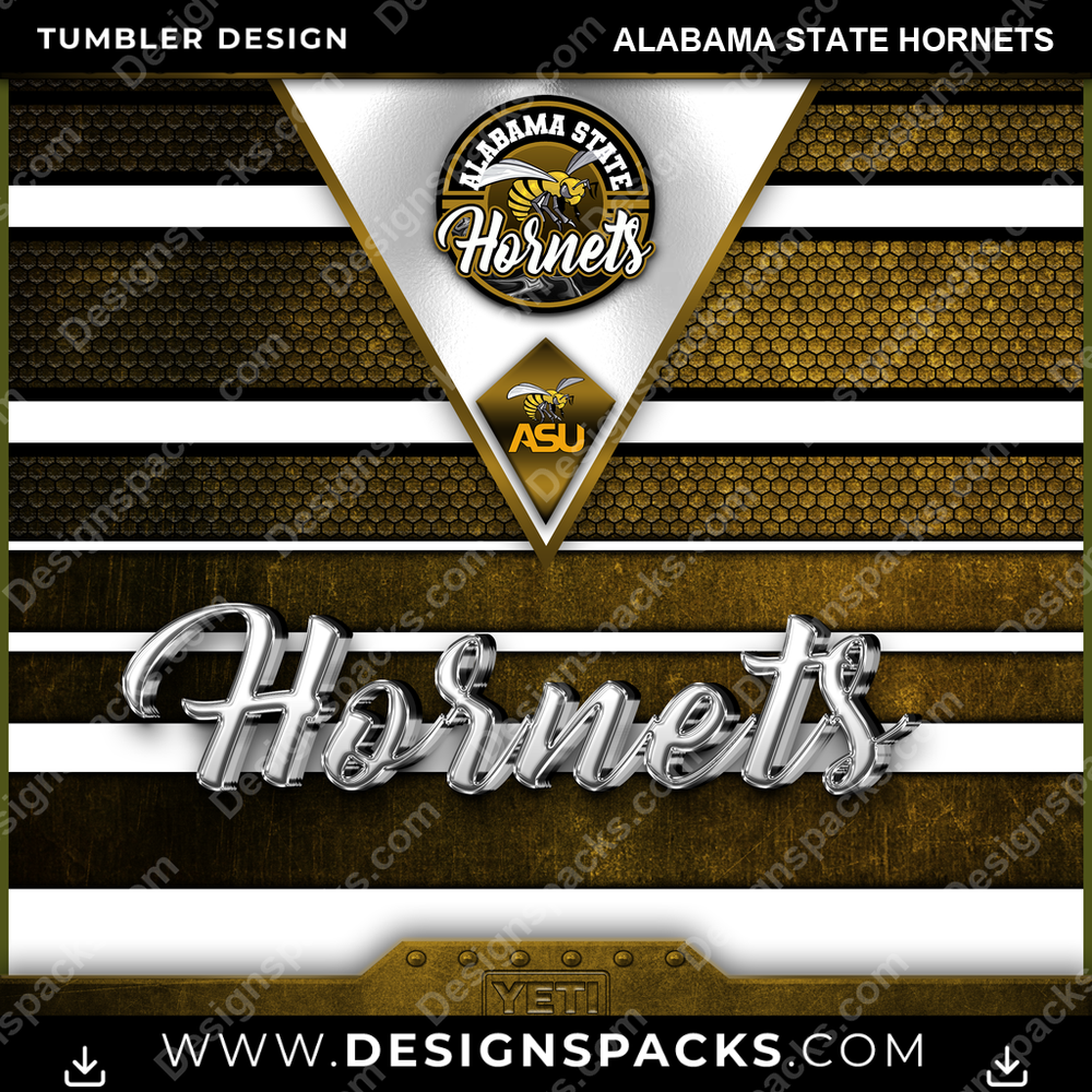 College Sport YETI Alabama State Hornets Tumbler Digital Wrap Design