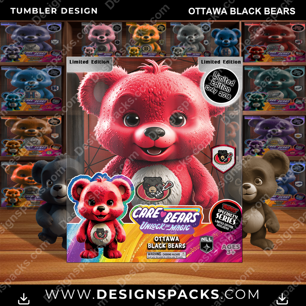 Lacrosse Care Bear Box Ottawa Black Bears Tumbler Digital Wrap Design