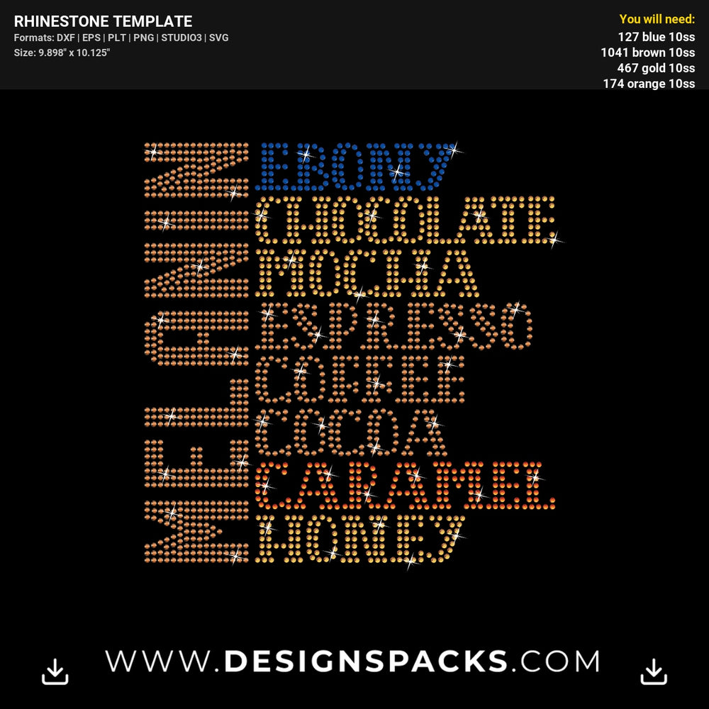 Melanin Coffee Lover Queen Rhinestone Digital Template
