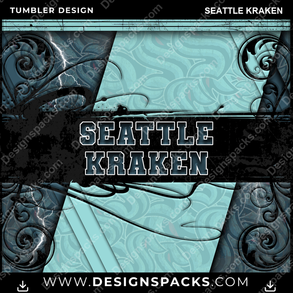 Hockey Elegant Seattle Kraken Tumbler Digital Wrap Design