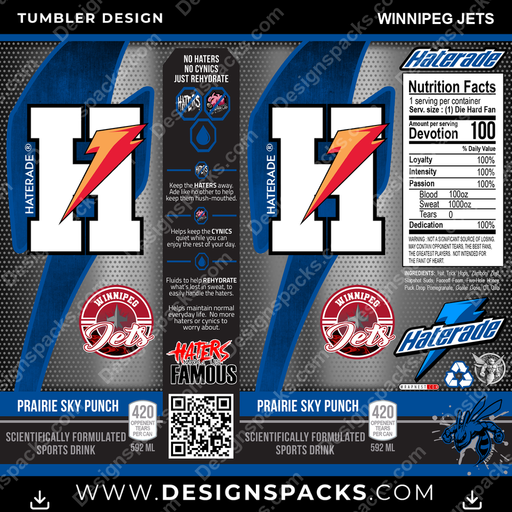 Hockey Haterade Winnipeg Jets Tumbler Digital Wrap Design