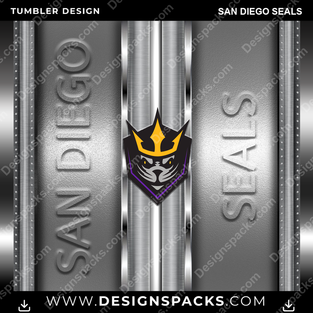 Lacrosse Metallic San Diego Seals Tumbler Digital Wrap Design