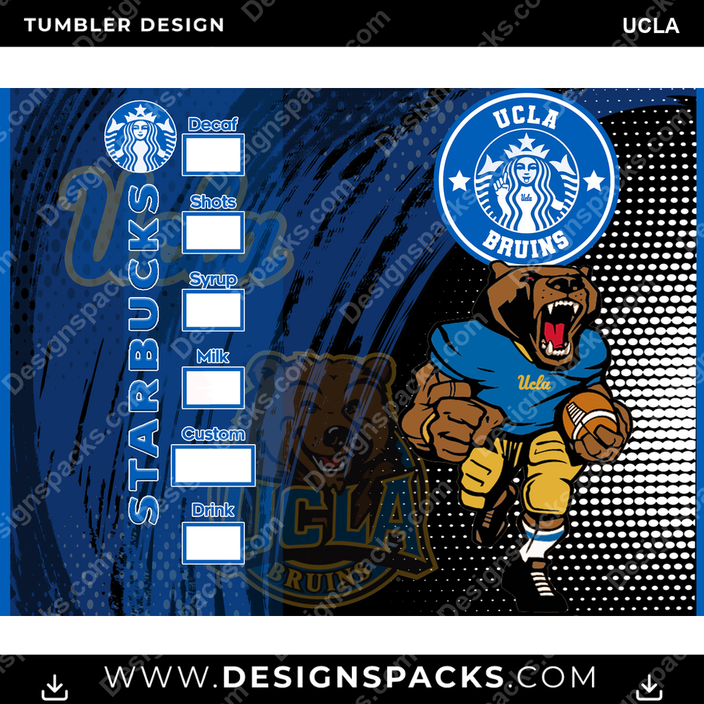 College Sport Starbucks UCLA Tumbler Digital Wrap Design
