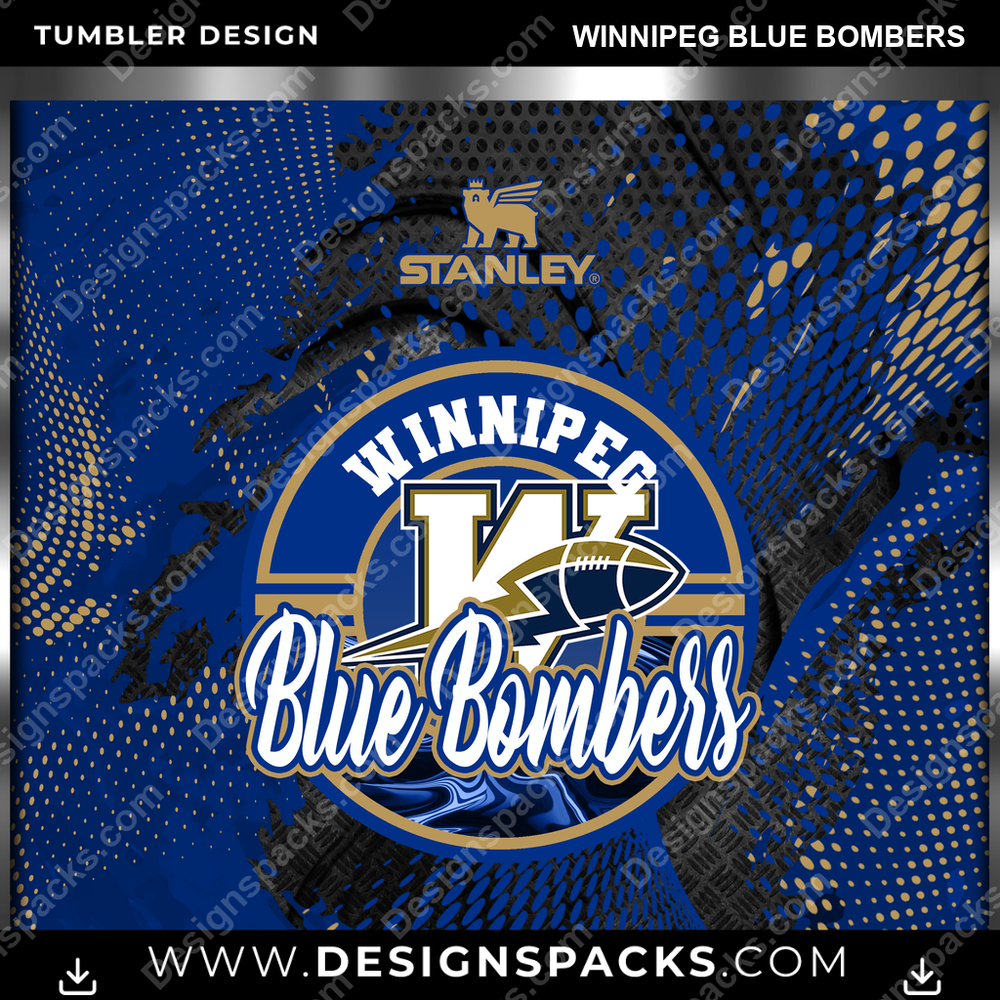Canada Football Stanley Winnipeg Blue Bombers CFL Canada Tumbler Digital Wrap Design Download