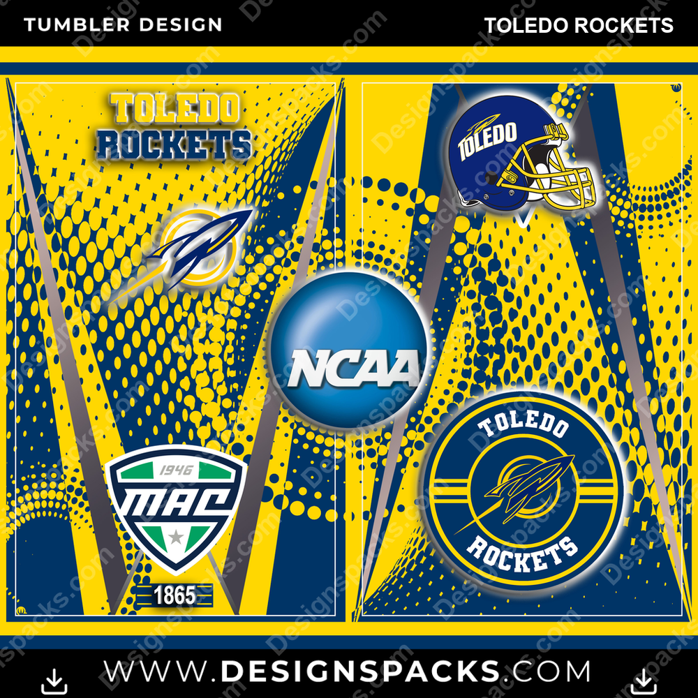 College Sport Team Logo Toledo Rockets NCAA College Sport Tumbler Digital Wrap Design Download