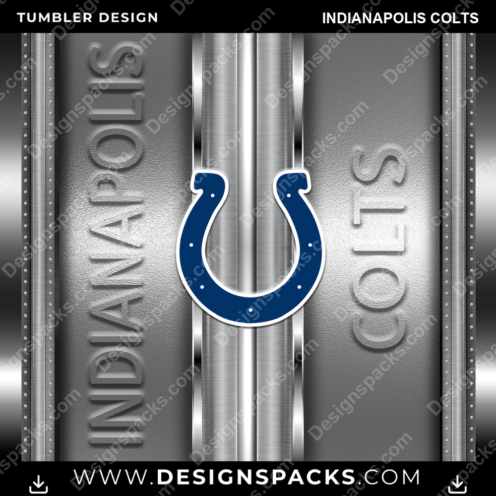 Football Metallic Indianapolis Colts Tumbler Digital Wrap Design
