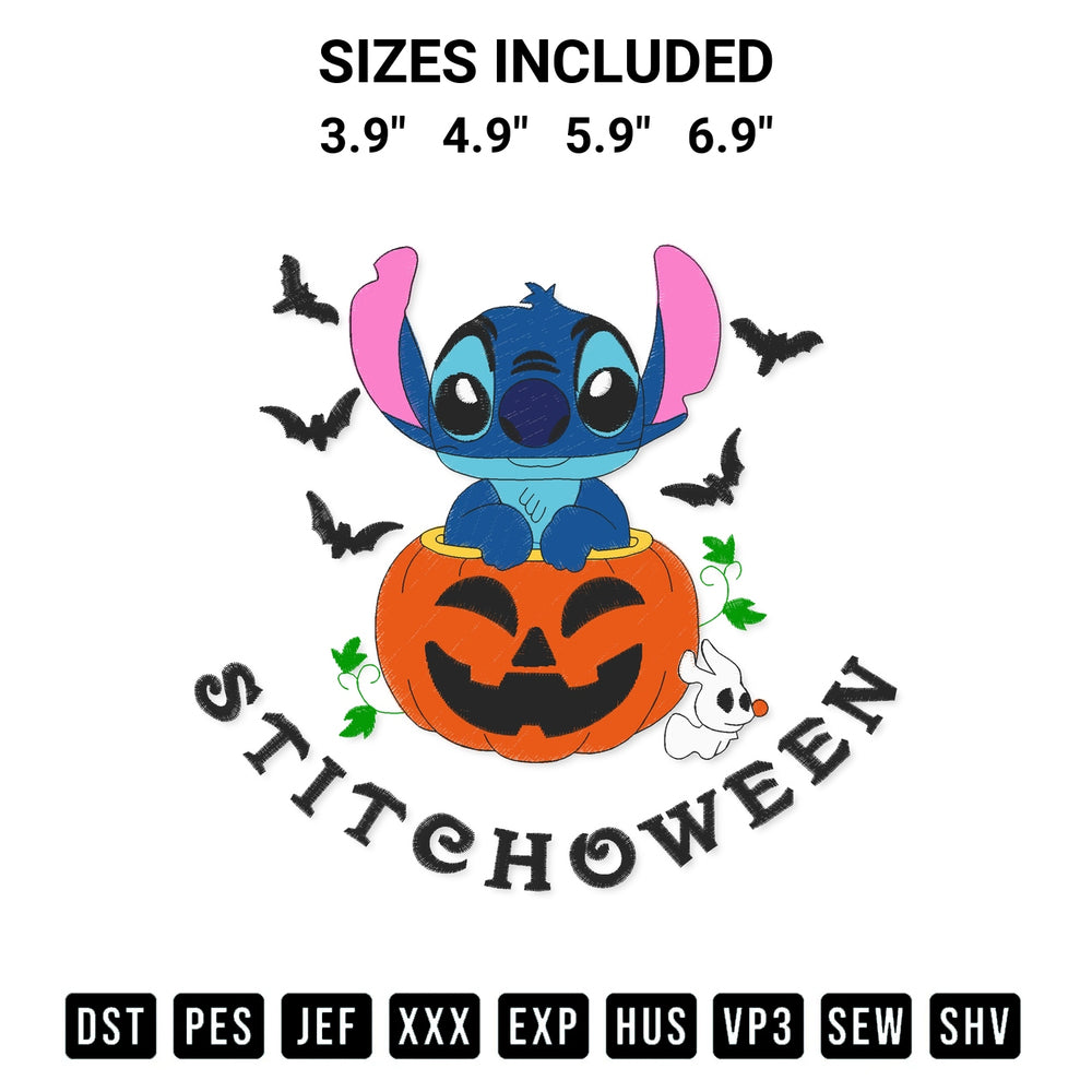 Add a unique touch to your apparel with the Stitchoween Embroidery Design embroidery file. Premium instant download available now on Designspacks.com. Available sizes: 3.9", 4.9", 5.9", 6.9".