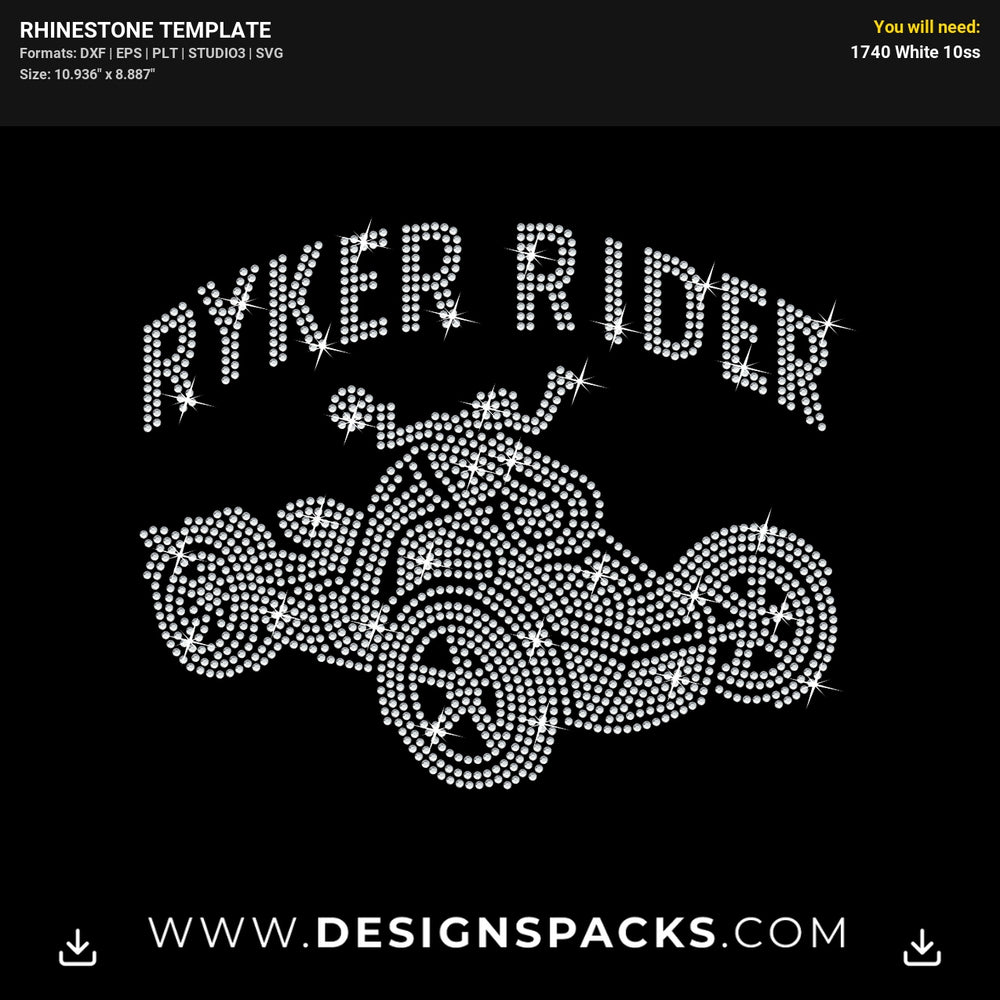 Ryker Rider Can Am Motorcicle Bike Rhinestone Digital Template