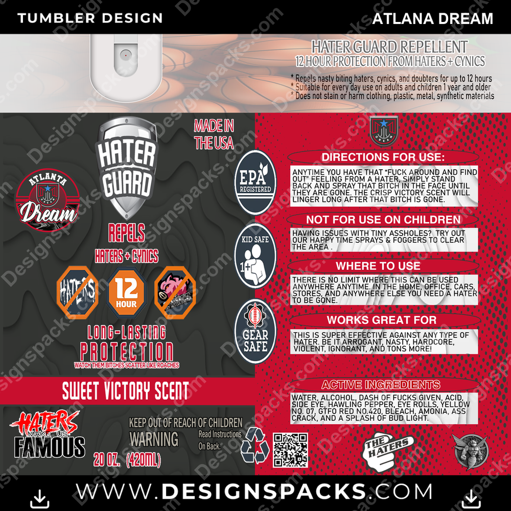 Basketball Hater Guard Atlana Dream Tumbler Digital Wrap Design