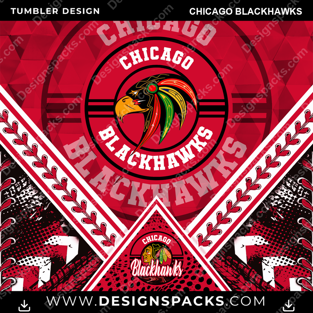 Hockey Diamond Chicago Blackhawks Tumbler Digital Wrap Design